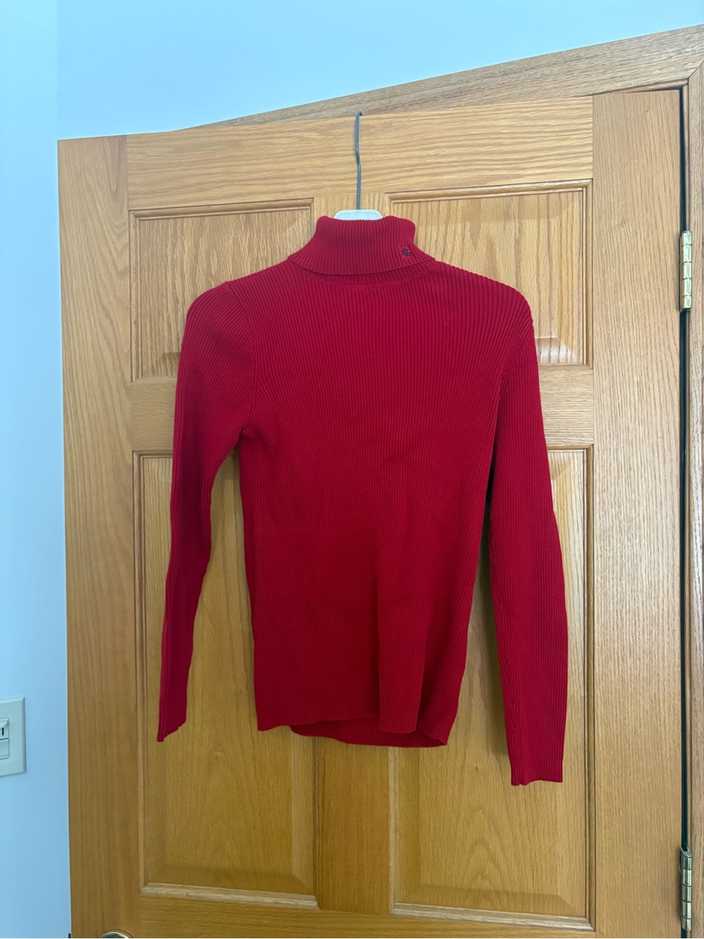 Lauren Ralph Lauren Red Ribbed Turtleneck Sweater